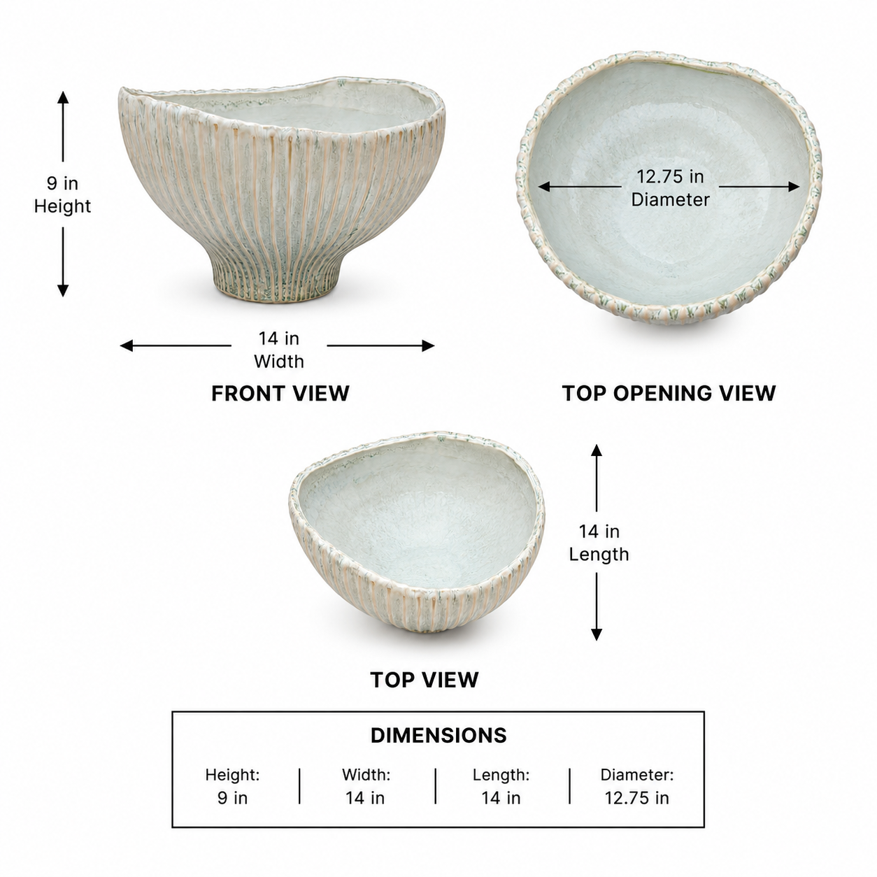 Ryze Fluted Footed Ceramic Bowl
