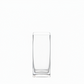 A clear rectangular glass vase with a flared rim, shown against a solid white background.