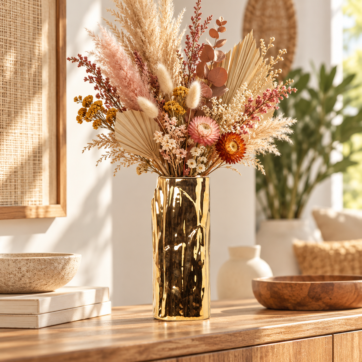 Sabine Ceramic Round Embossed Abstract Vase