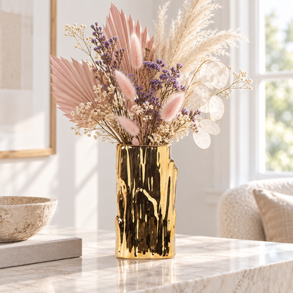 Sabine Ceramic Round Embossed Abstract Vase