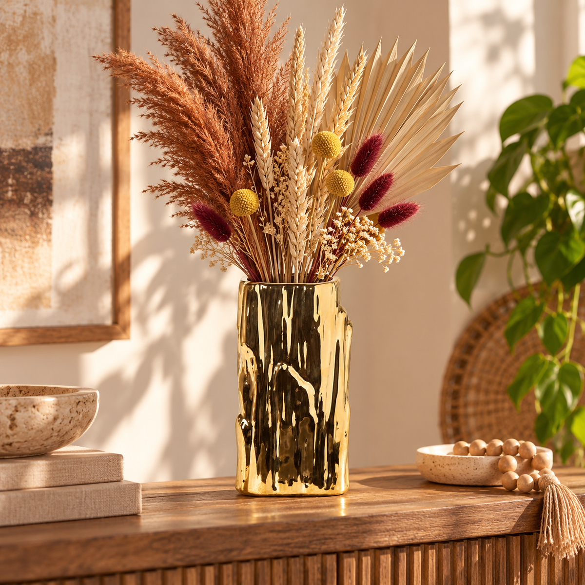 Sabine Ceramic Round Embossed Abstract Vase