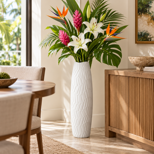 Seawave Engraved Pattern Ceramic Vase