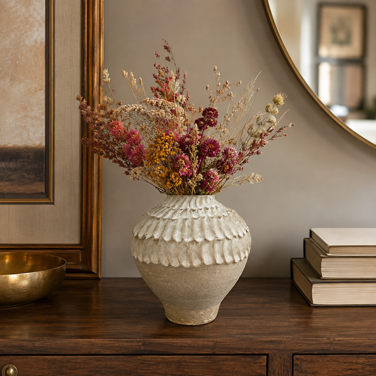 Sera Scalloped Ceramic Vase