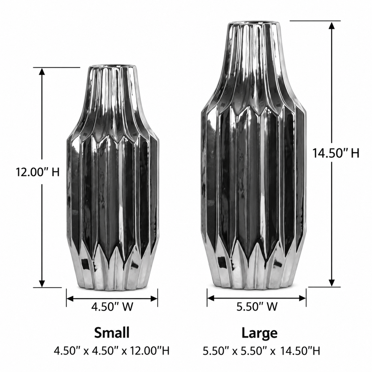 Valea Round Chrome Finish Ceramic Vase