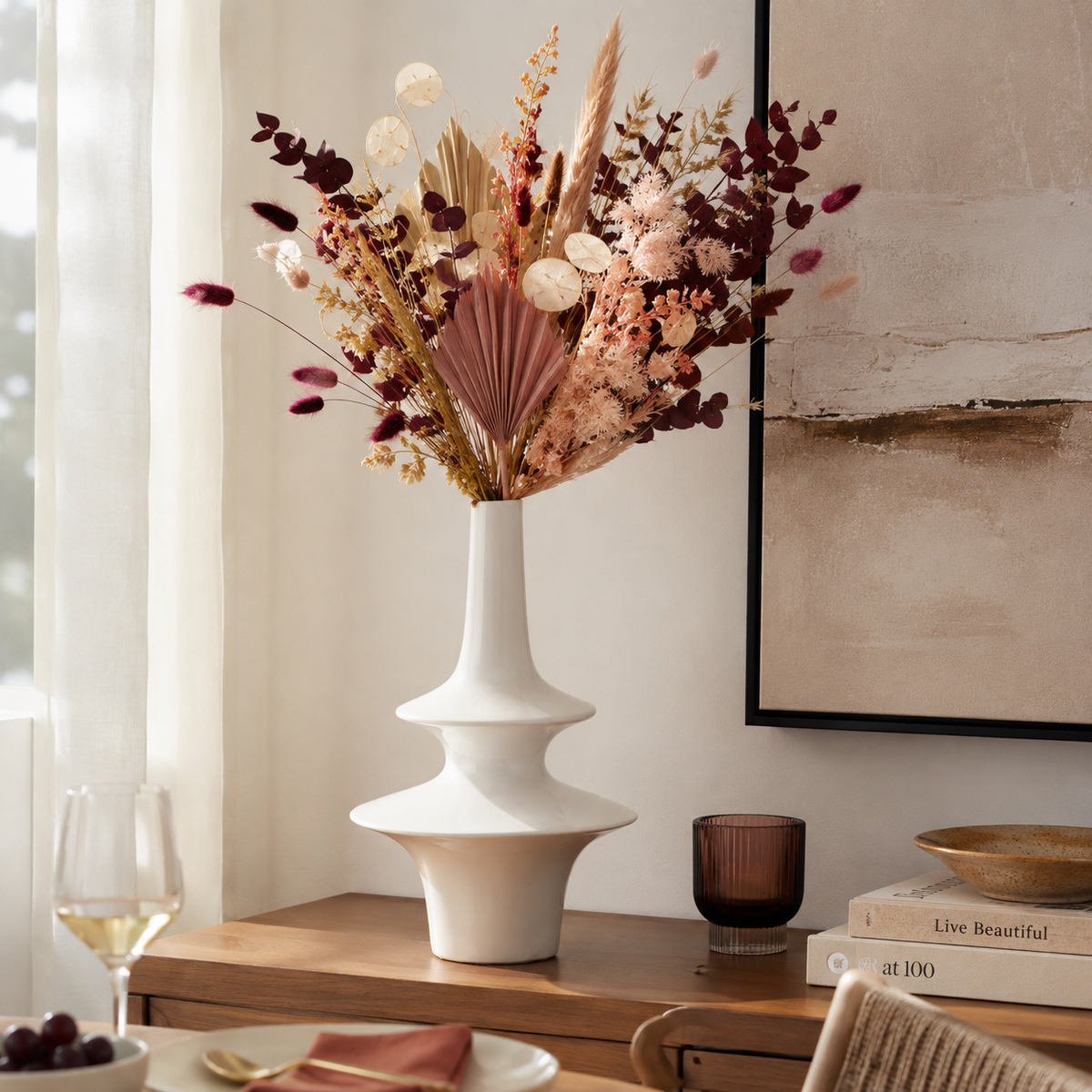 Varello Ceramic Bellied Round Vase