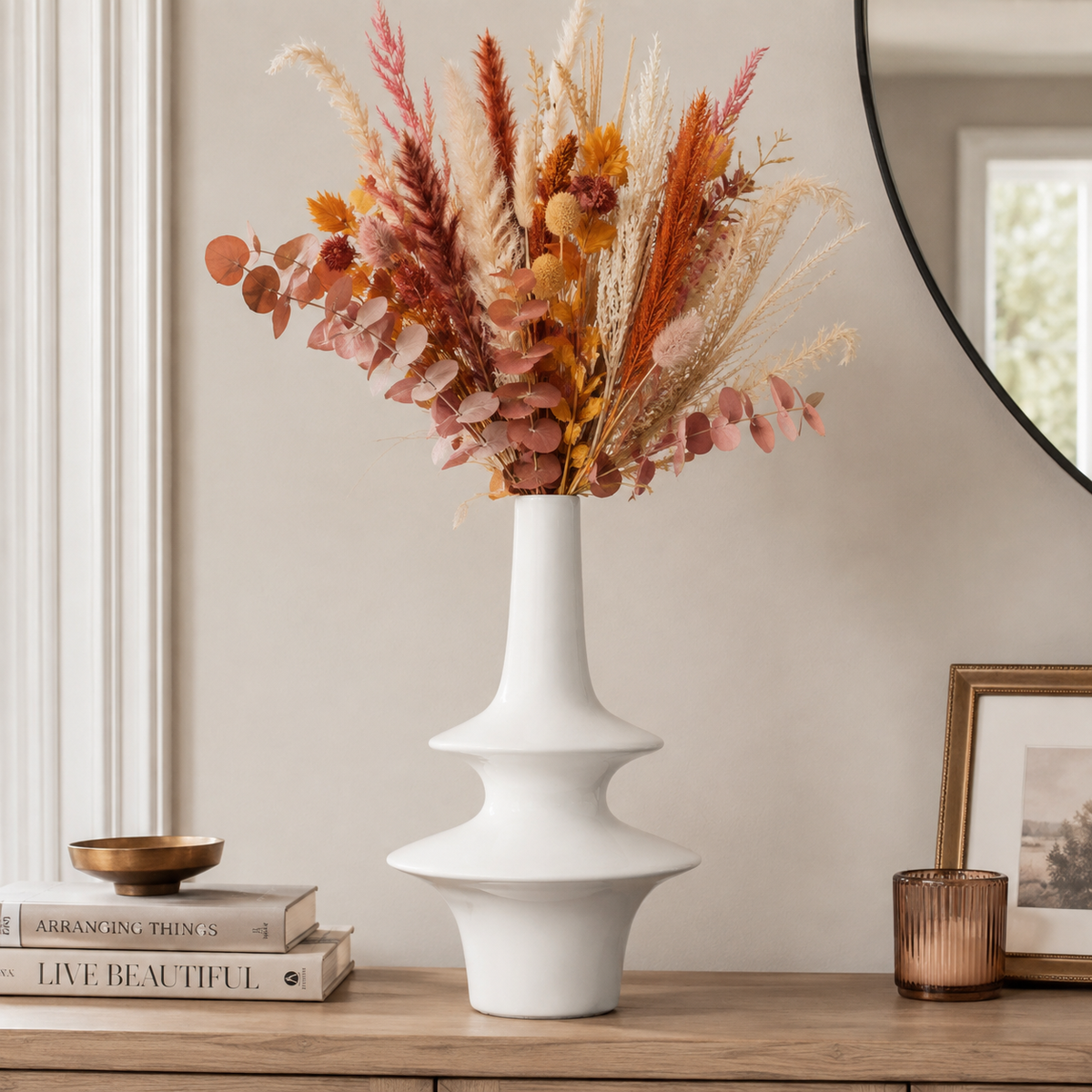 Varello Ceramic Bellied Round Vase