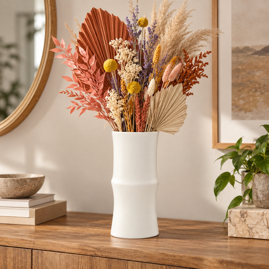 Virelia Ceramic Bamboo-Inspired Vase