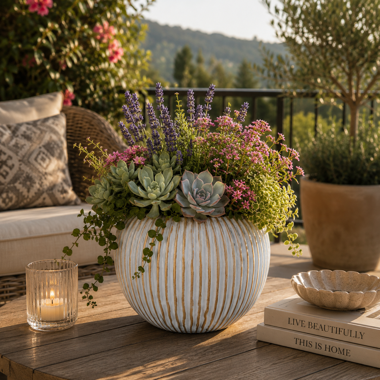 Ziana Ribbed Ovoid Ceramic Vase