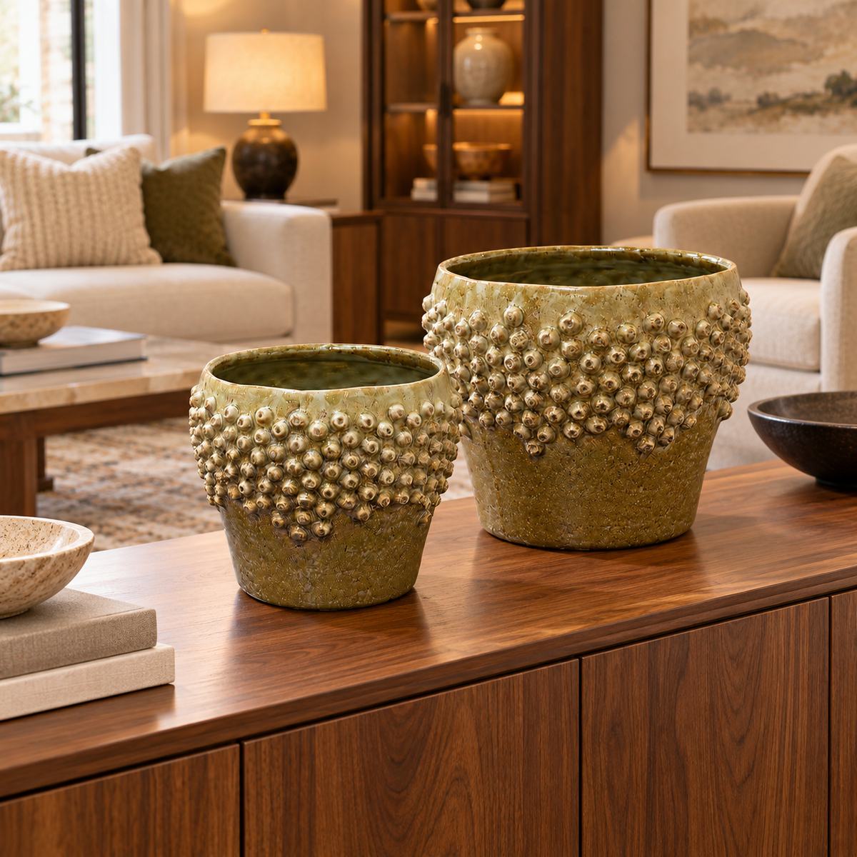 Carm Raised Bump Ceramic Pot