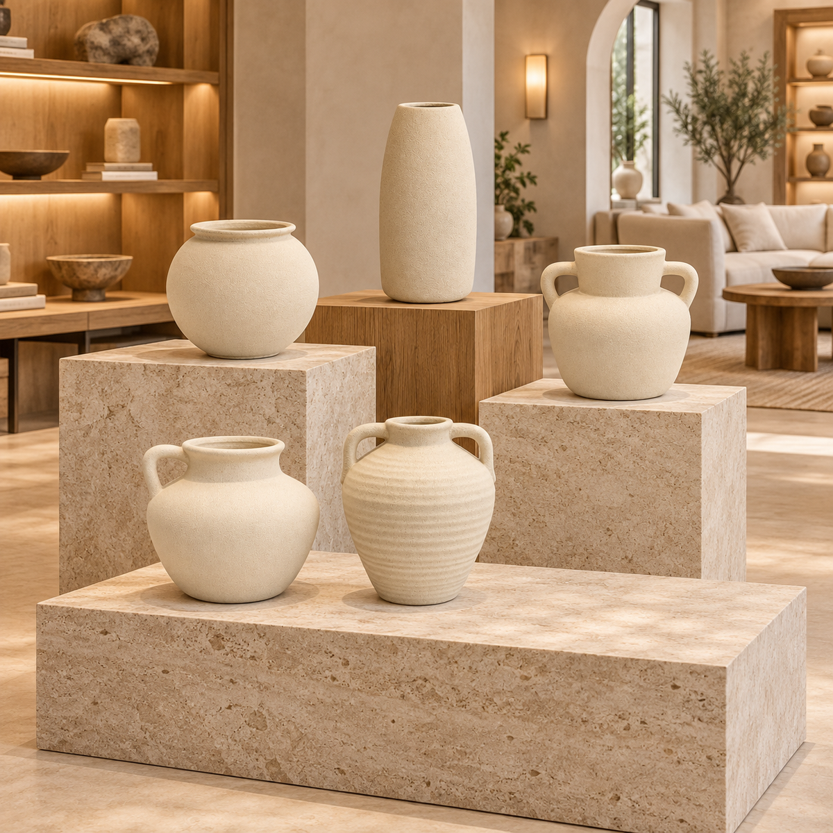 Yona Bellied Ceramic Vase with Single Loop Handle