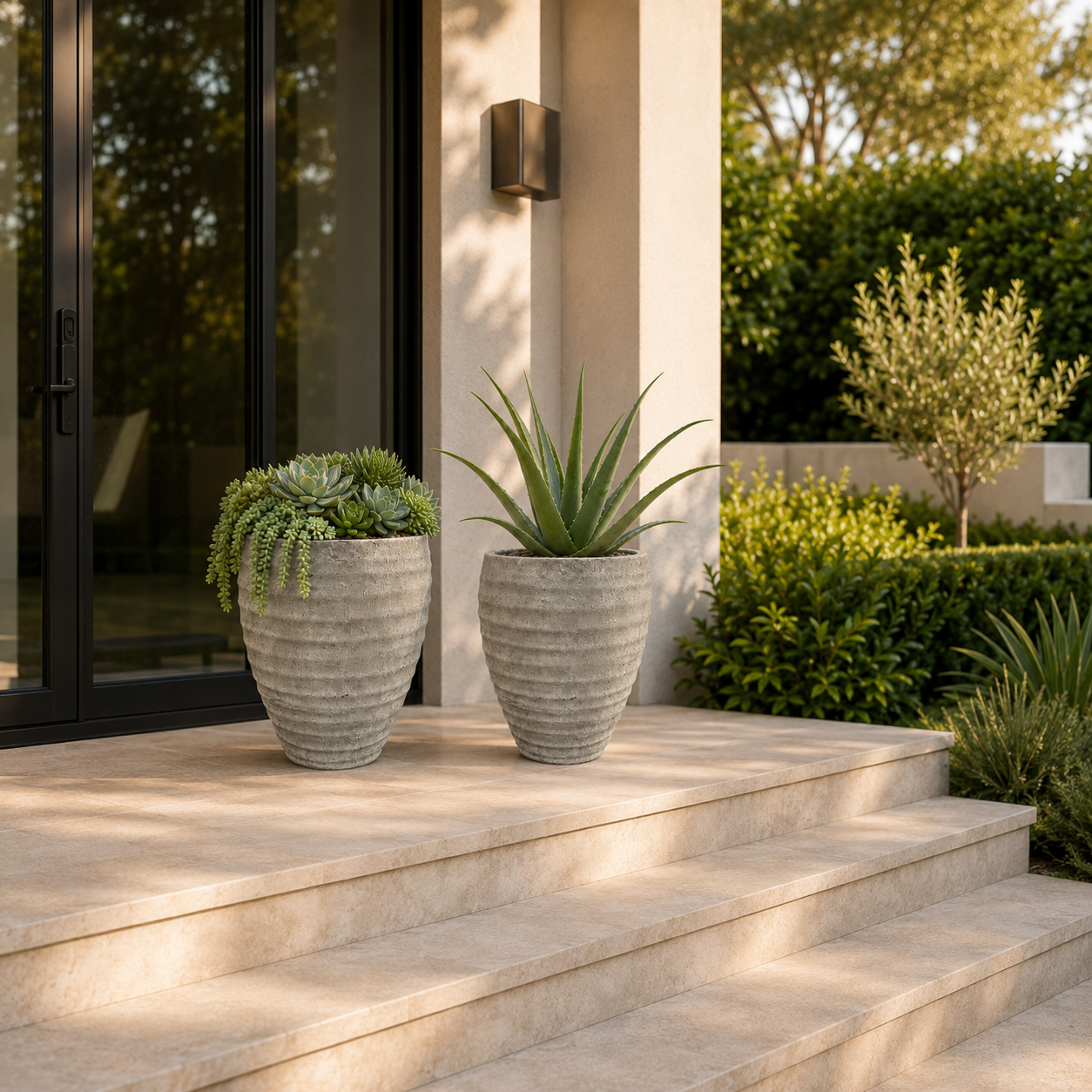 Zane Ribbed Cement Planter