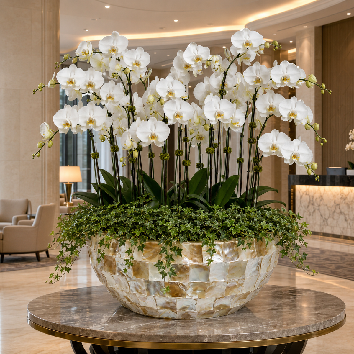 Eudora Opalescent-Tiled Fiberglass Bowl Planter