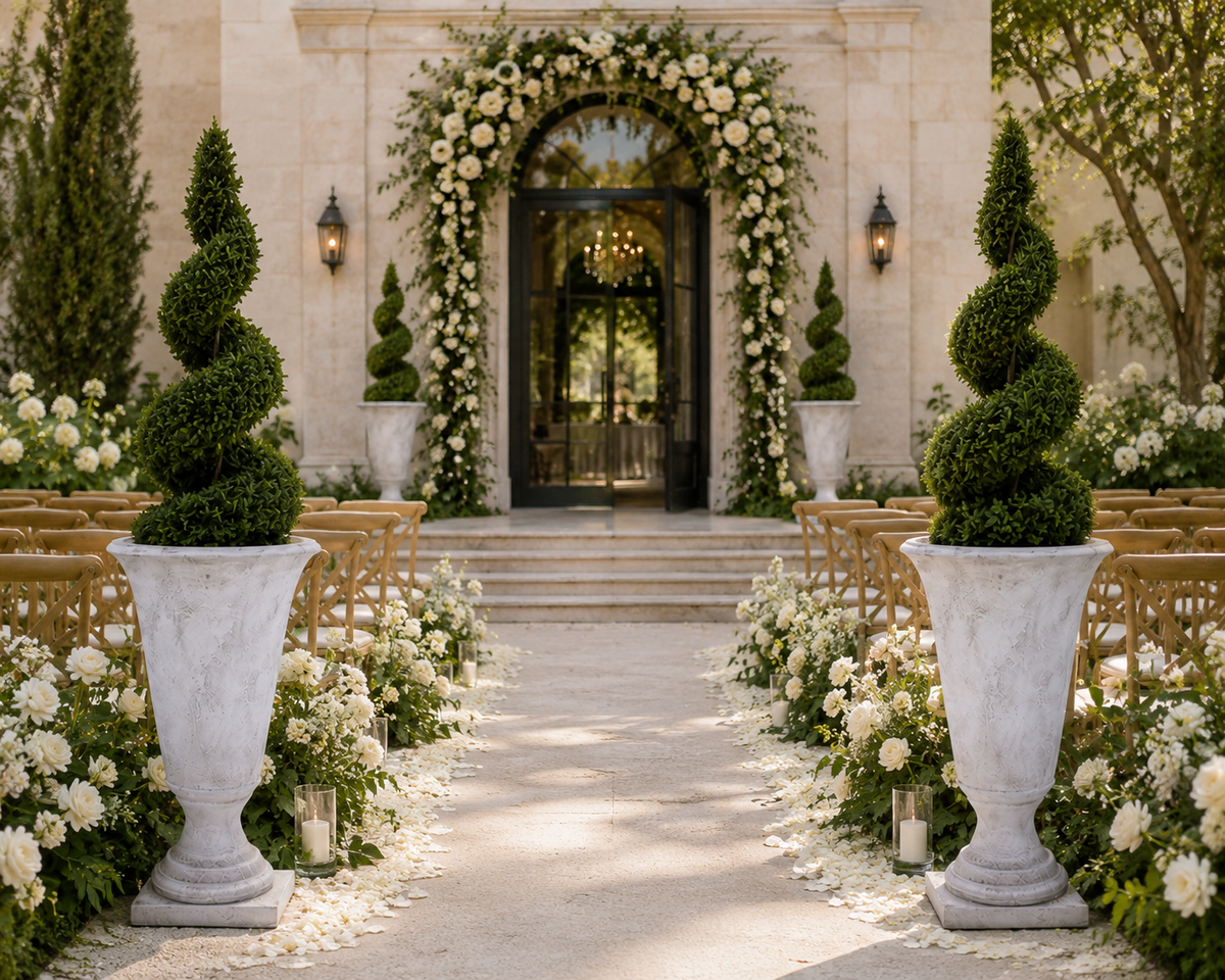 Niya Classic Fiberglass Urn Planter with Pedestal