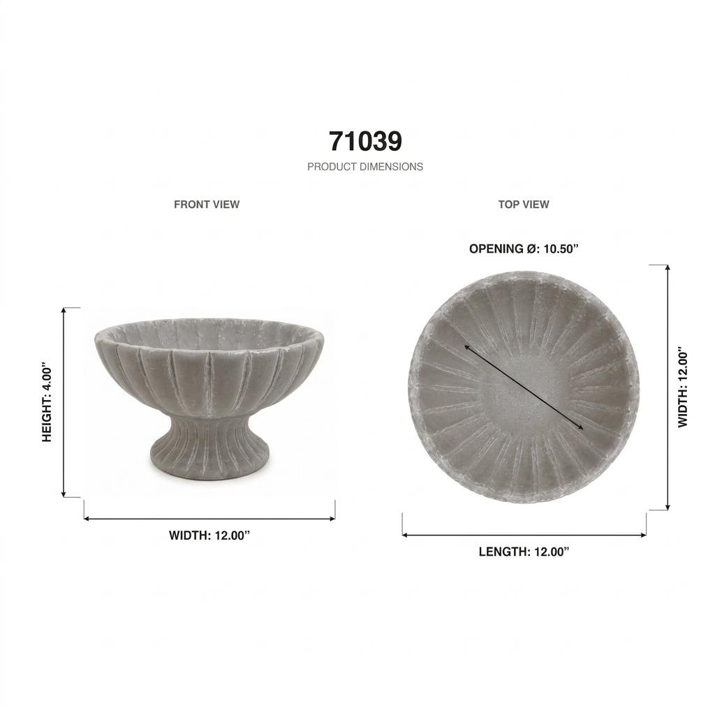 Lerie Fluted Cement Compote Bowl