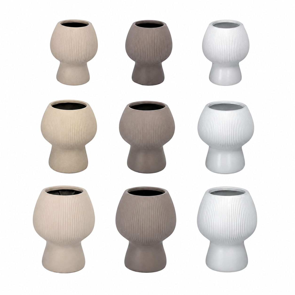 Zoryana Sculpted Stoneware Pot with Pedestal Base