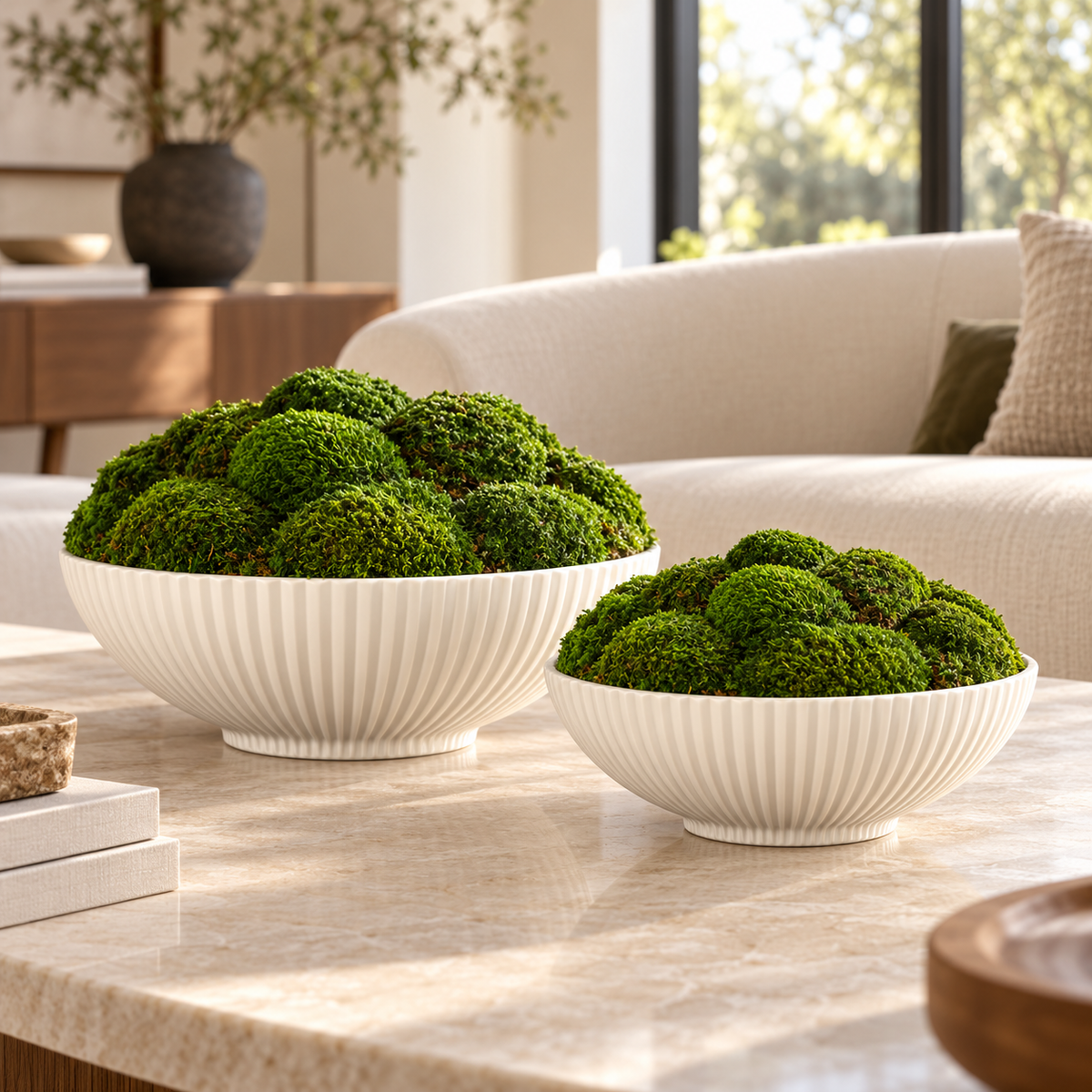 Alexis Fluted Ceramic Bowl Planters (Set of 2)
