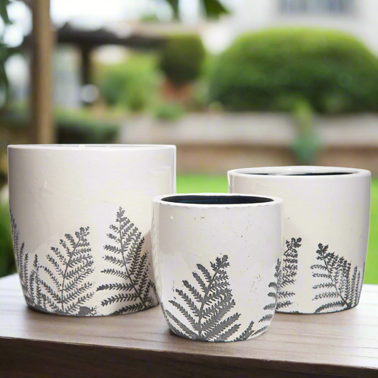 Priscilla Ceramic Round Planter Set (Set of 3)