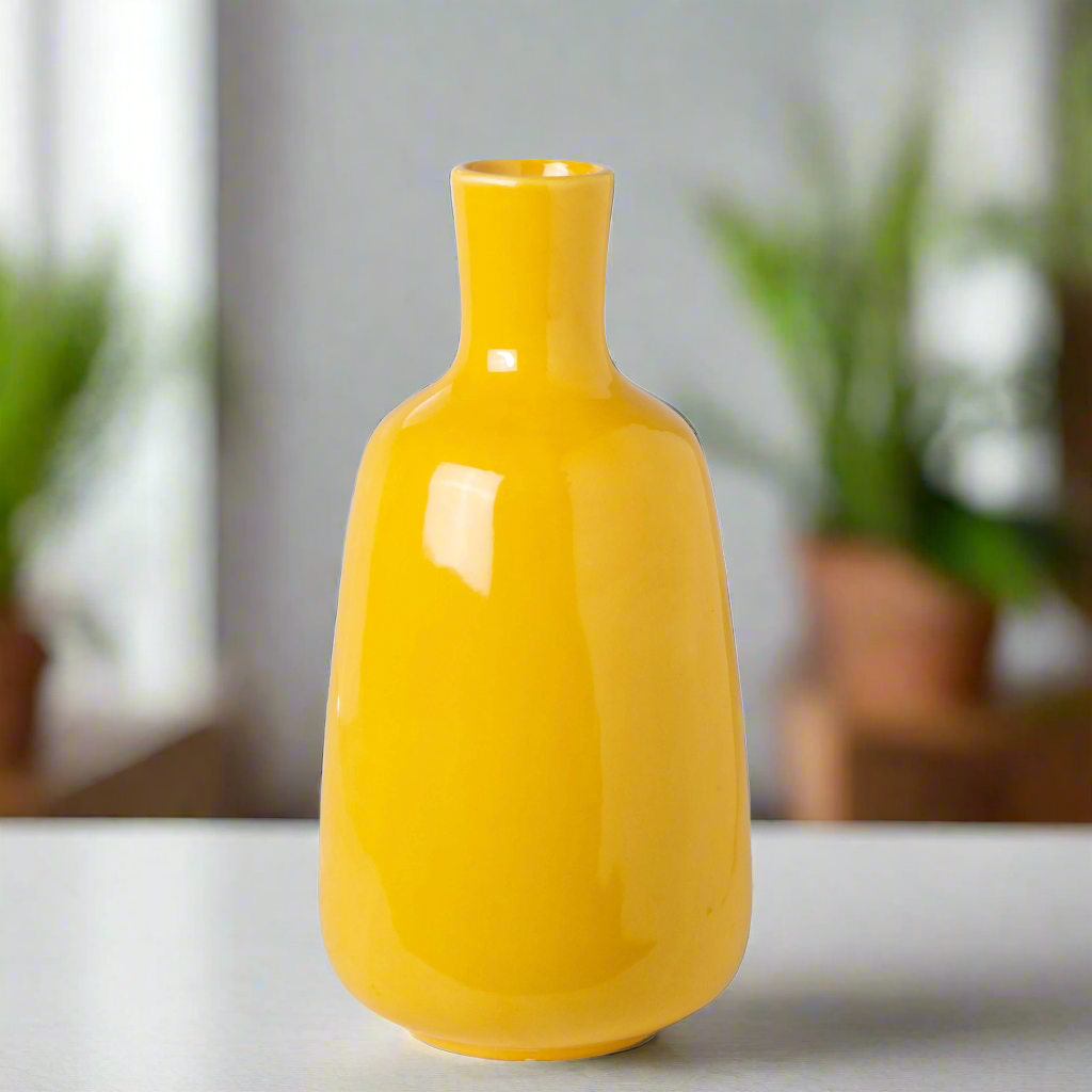 Candice Ceramic Round Bellied Vase with Short Neck Design