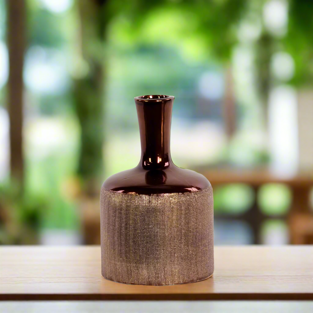 Indie Engraved Ceramic Bottle Vase