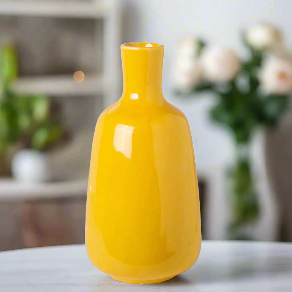 Candice Ceramic Round Bellied Vase with Short Neck Design