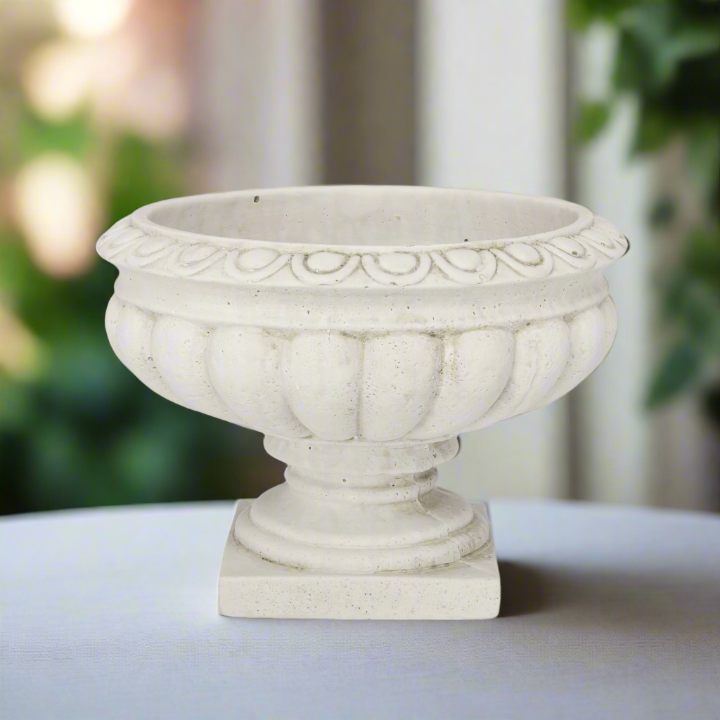 Niomie Cement Low Classic Urn Vase with Tapered Bottom