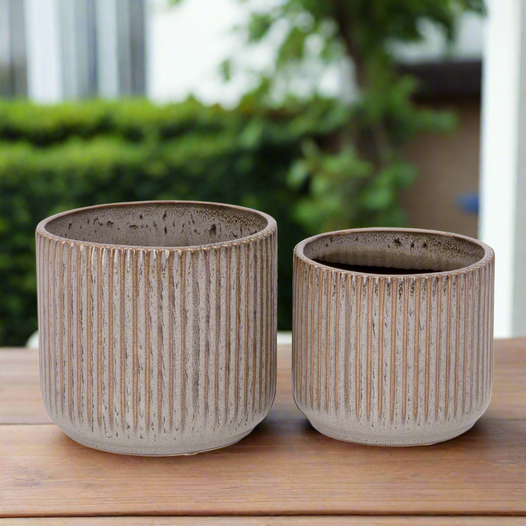 Orvane Gloss White Planter Set (Set of 2)