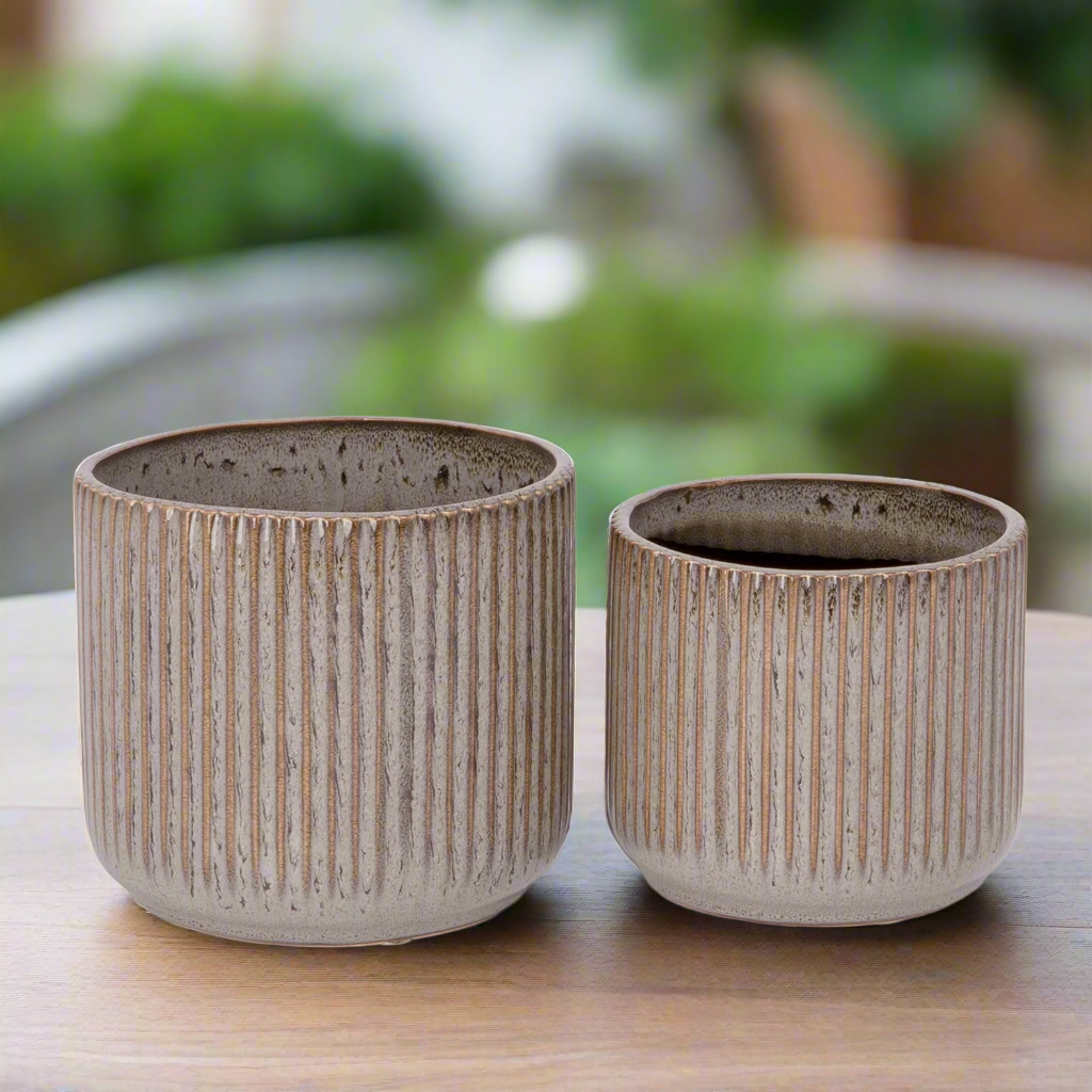 Orvane Gloss White Planter Set (Set of 2)
