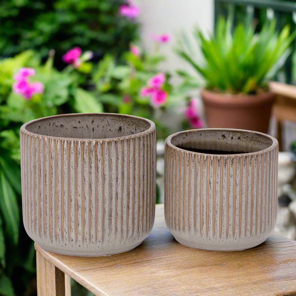 Orvane Gloss White Planter Set (Set of 2)